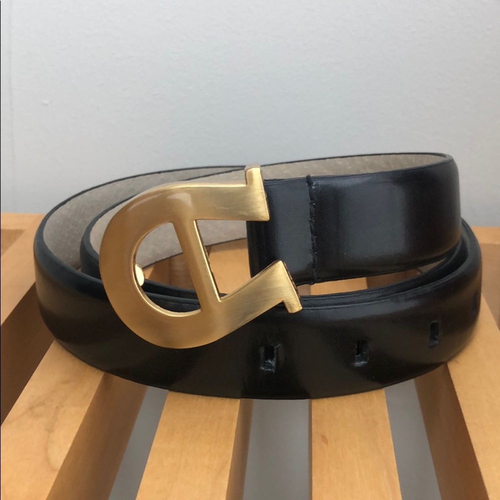 Black belt with gold buckle